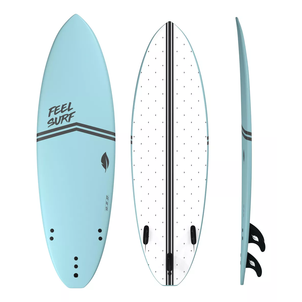 Tabla De Surf De Espuma Color Celeste Con Aletas Incluidas