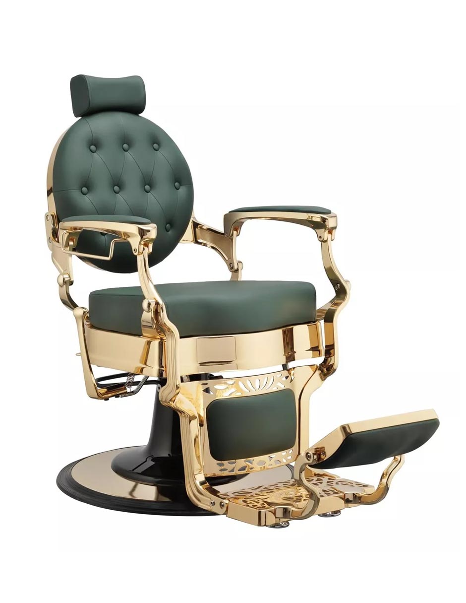 Silla De Barberia Vintage Clásico Reforzado Peluquería Retro Color Verde Olivo
