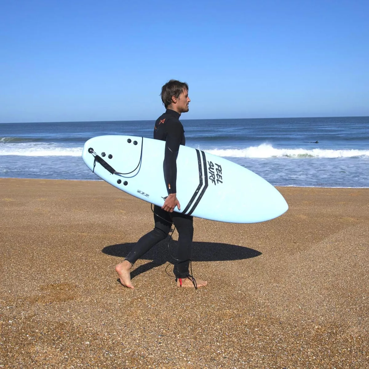 Tabla De Surf De Espuma Color Celeste Con Aletas Incluidas