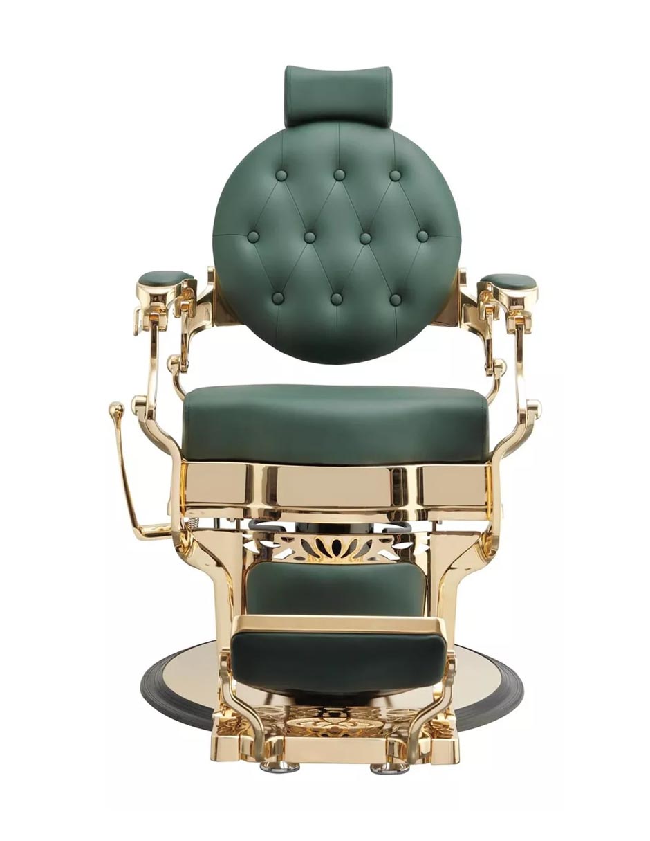 Silla De Barberia Vintage Clásico Reforzado Peluquería Retro Color Verde Olivo
