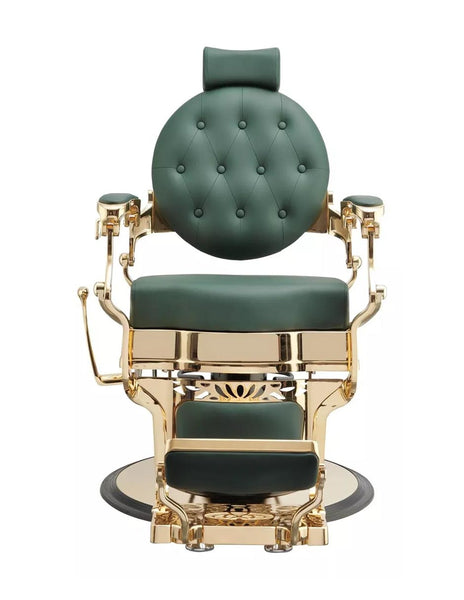 Silla De Barberia Vintage Clásico Reforzado Peluquería Retro Color Verde Olivo