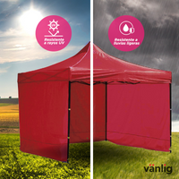 Toldo plegable 3x3 m con paredes roja