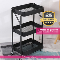 Carrito Auxiliar de 3 Niveles Negro