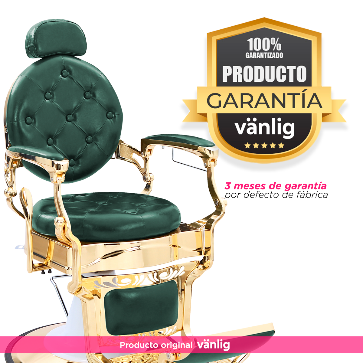 Sillón de Barbería Bérgamo Verde: Elegancia Clásica y Resistencia Absoluta