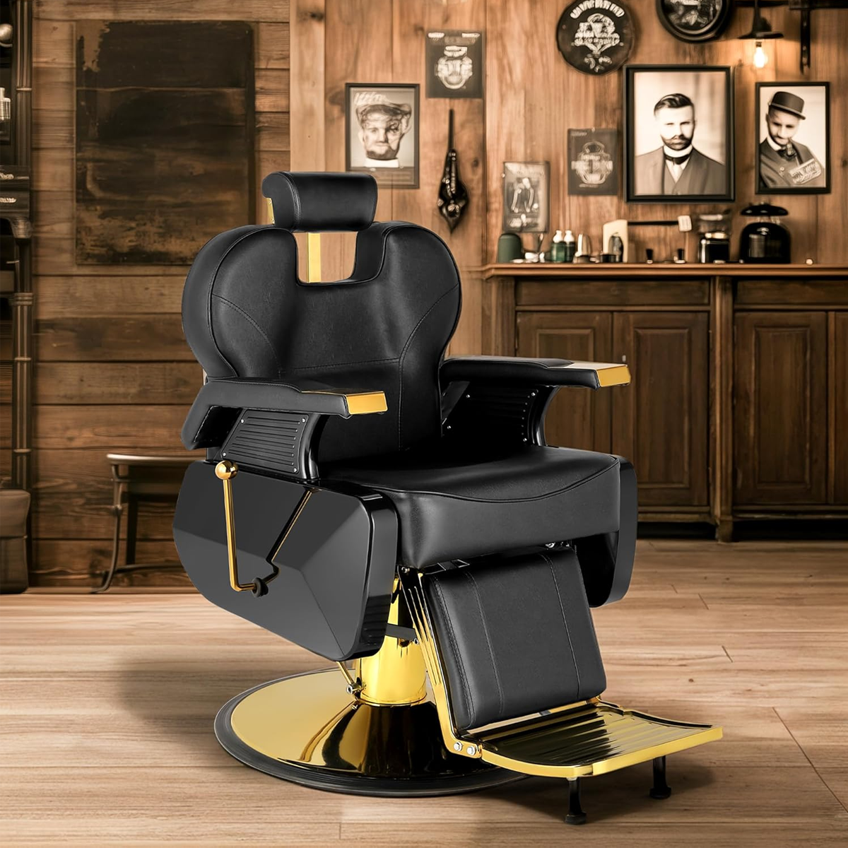 Sillón barbería Roma Dorado