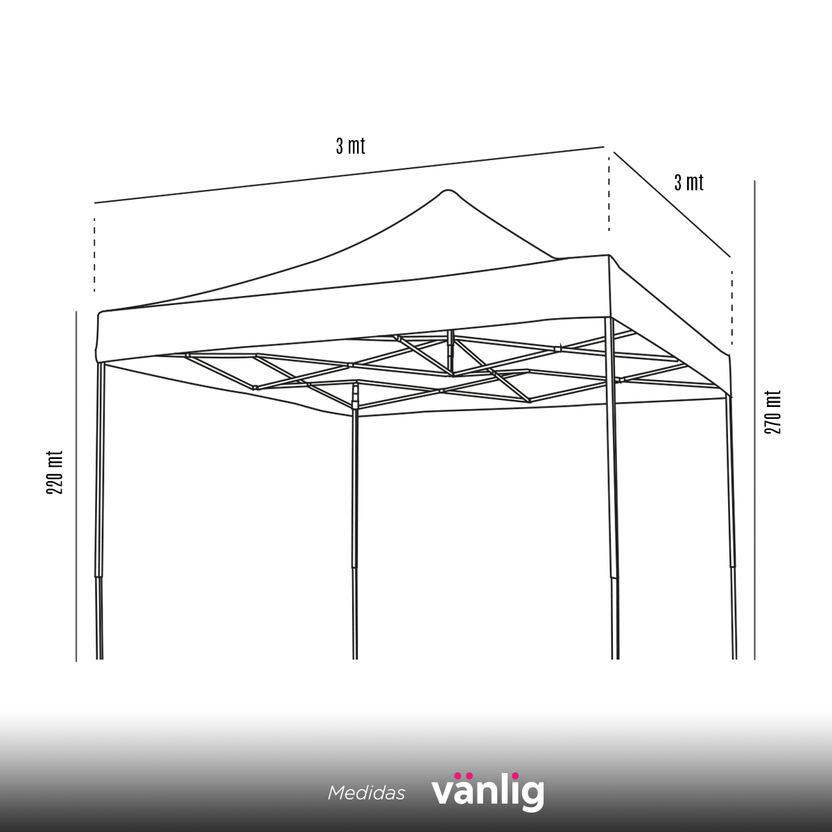 Toldo Plegable 3x3 Mts Rojo