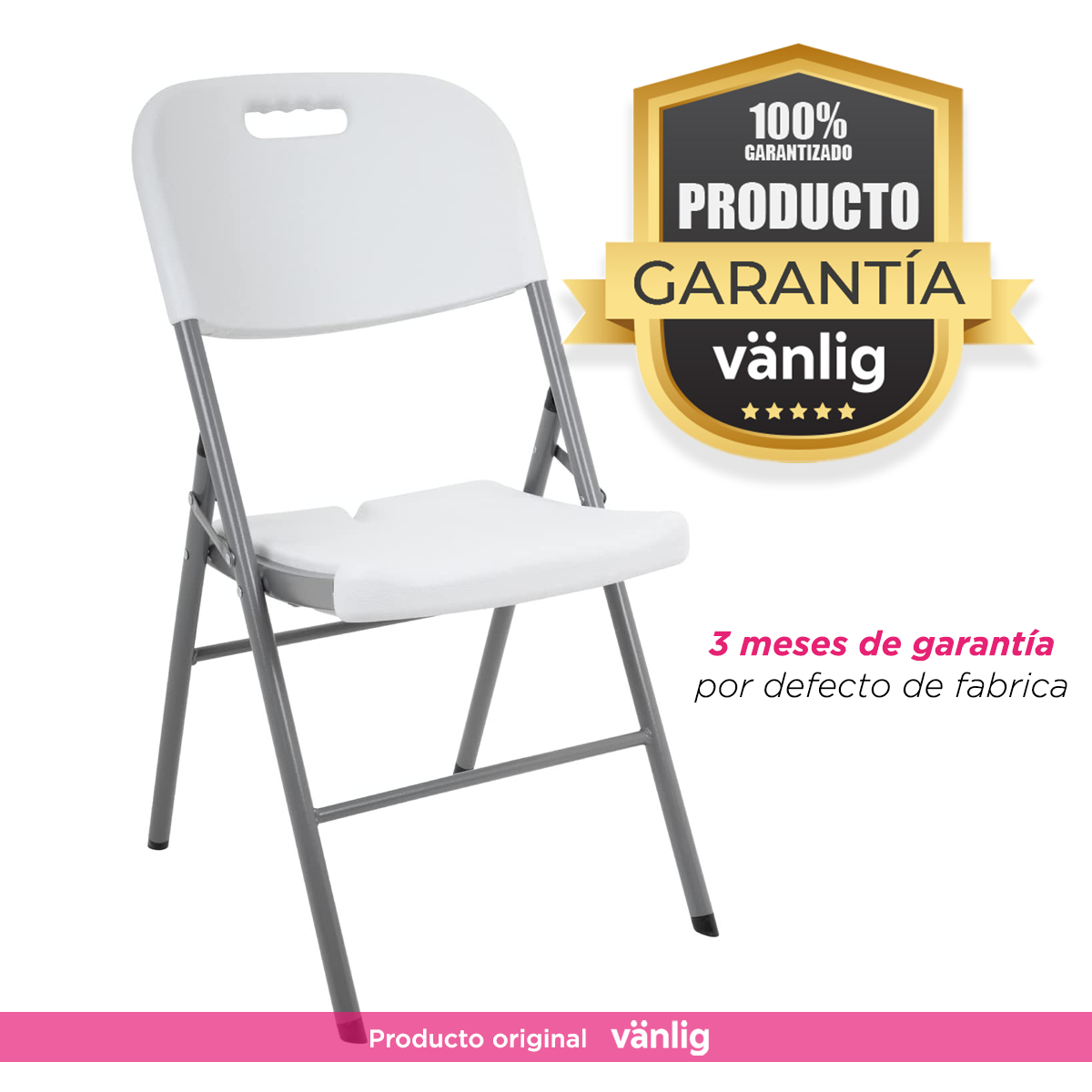 PACK 4 Sillas Plegable Fiesta Exterior Blanco