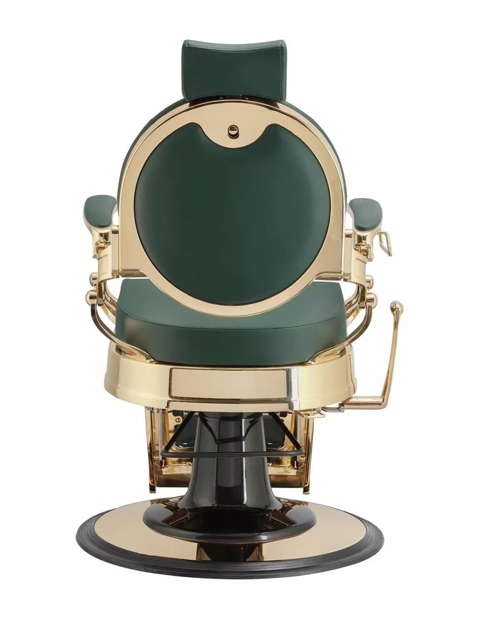 Silla De Barberia Vintage Clásico Reforzado Peluquería Retro Color Verde Olivo