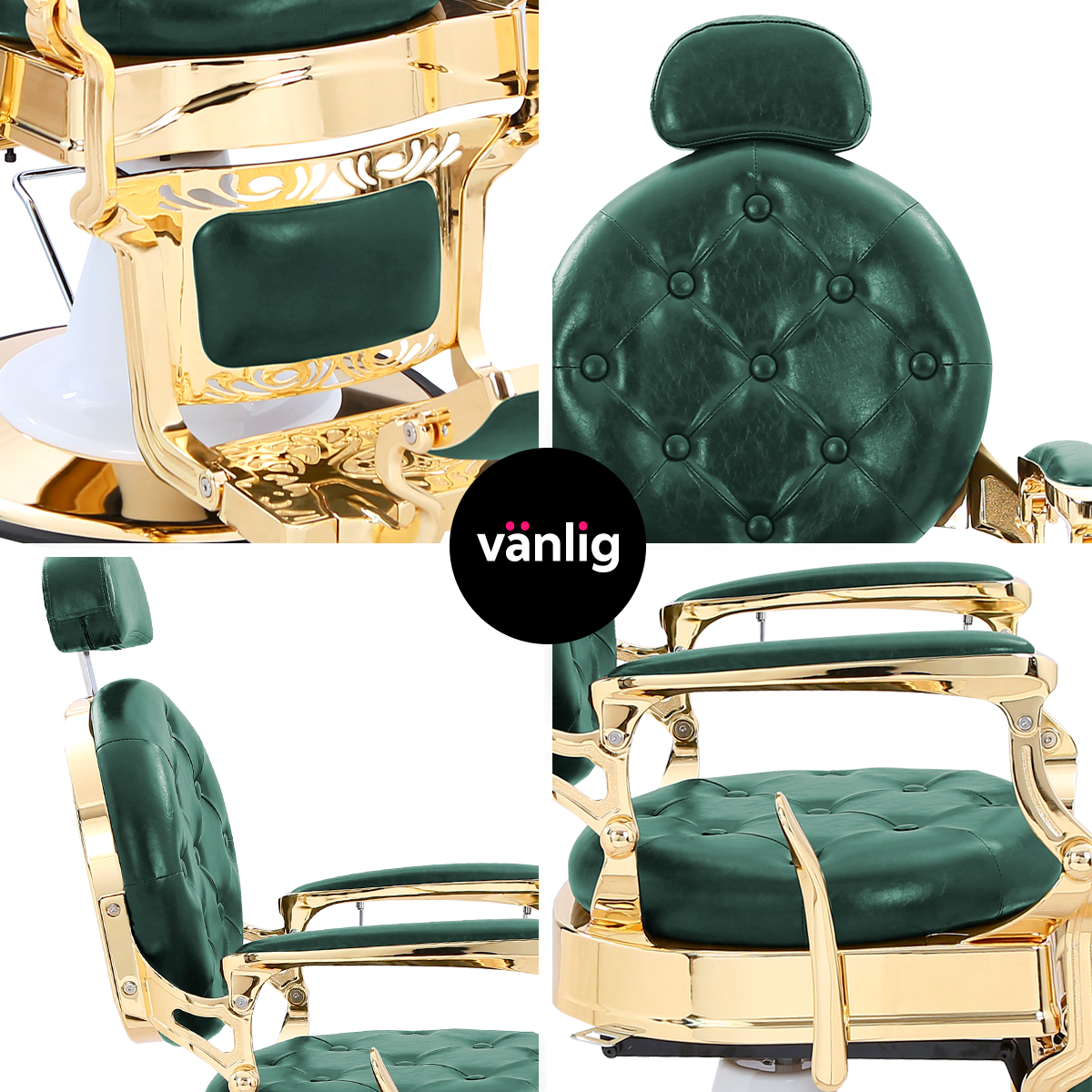 Sillón de Barbería Bérgamo Verde: Elegancia Clásica y Resistencia Absoluta