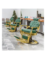 Silla De Barberia Vintage Clásico Reforzado Peluquería Retro Color Verde Olivo