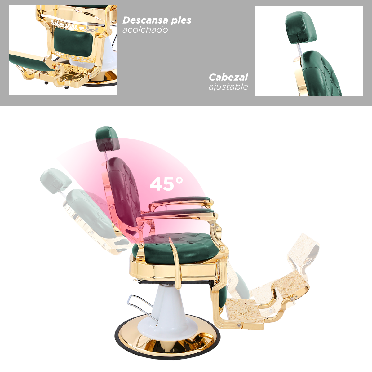 Sillón de Barbería Bérgamo Verde: Elegancia Clásica y Resistencia Absoluta