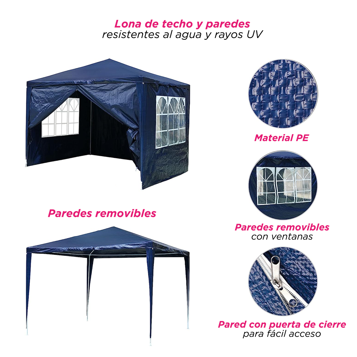 Toldo armable 3x3 azul