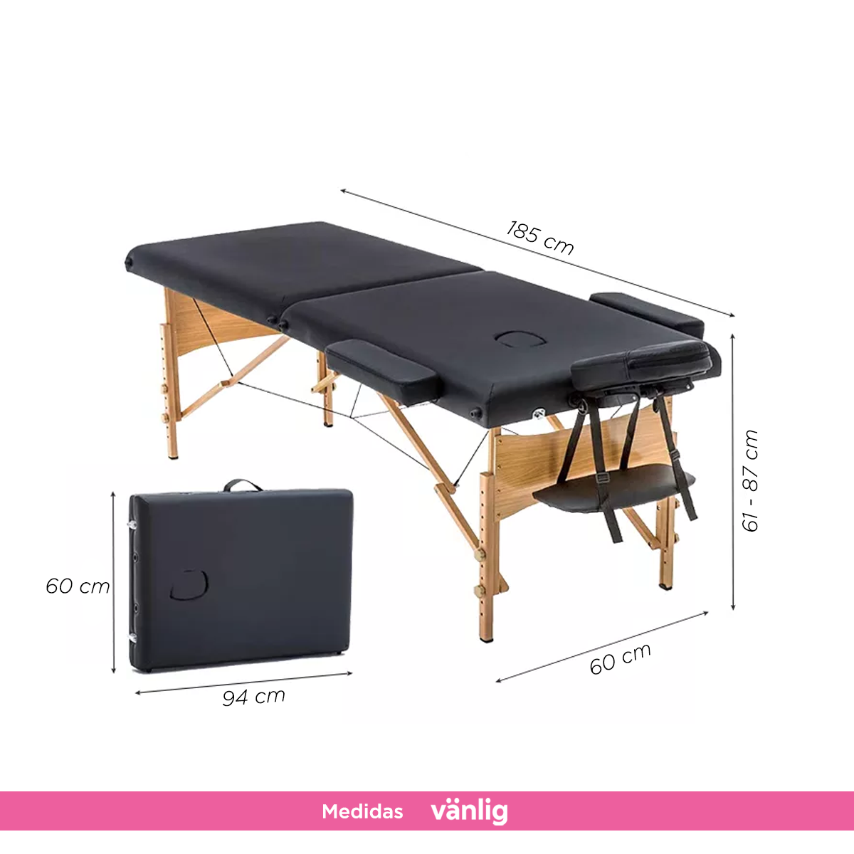 Cama masaje madera Maldiva Negra