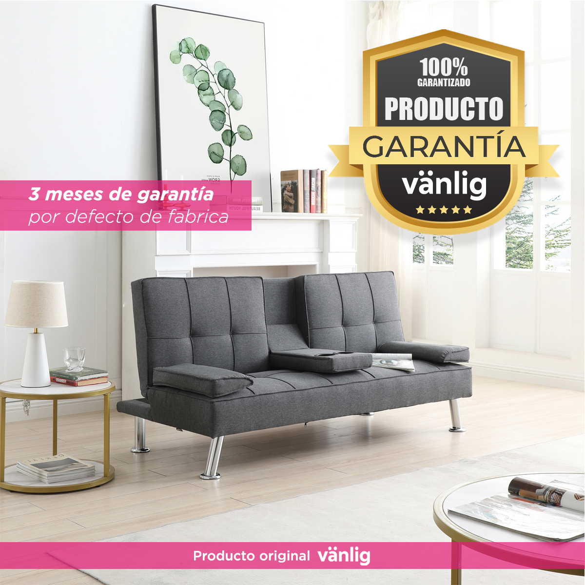 Sofá cama reclinable minimalista Jena gris