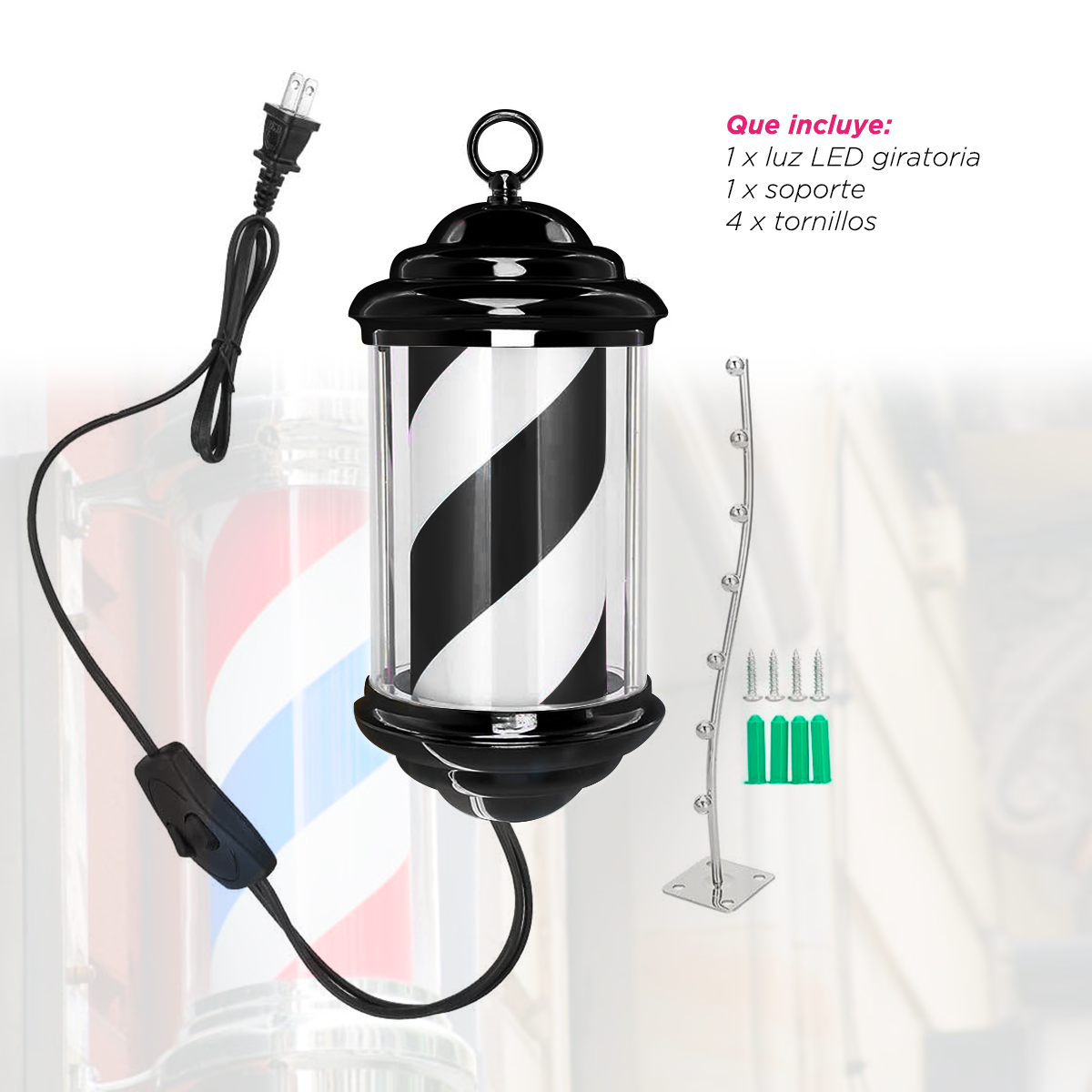 Poste caramelo para barbería negro Dante