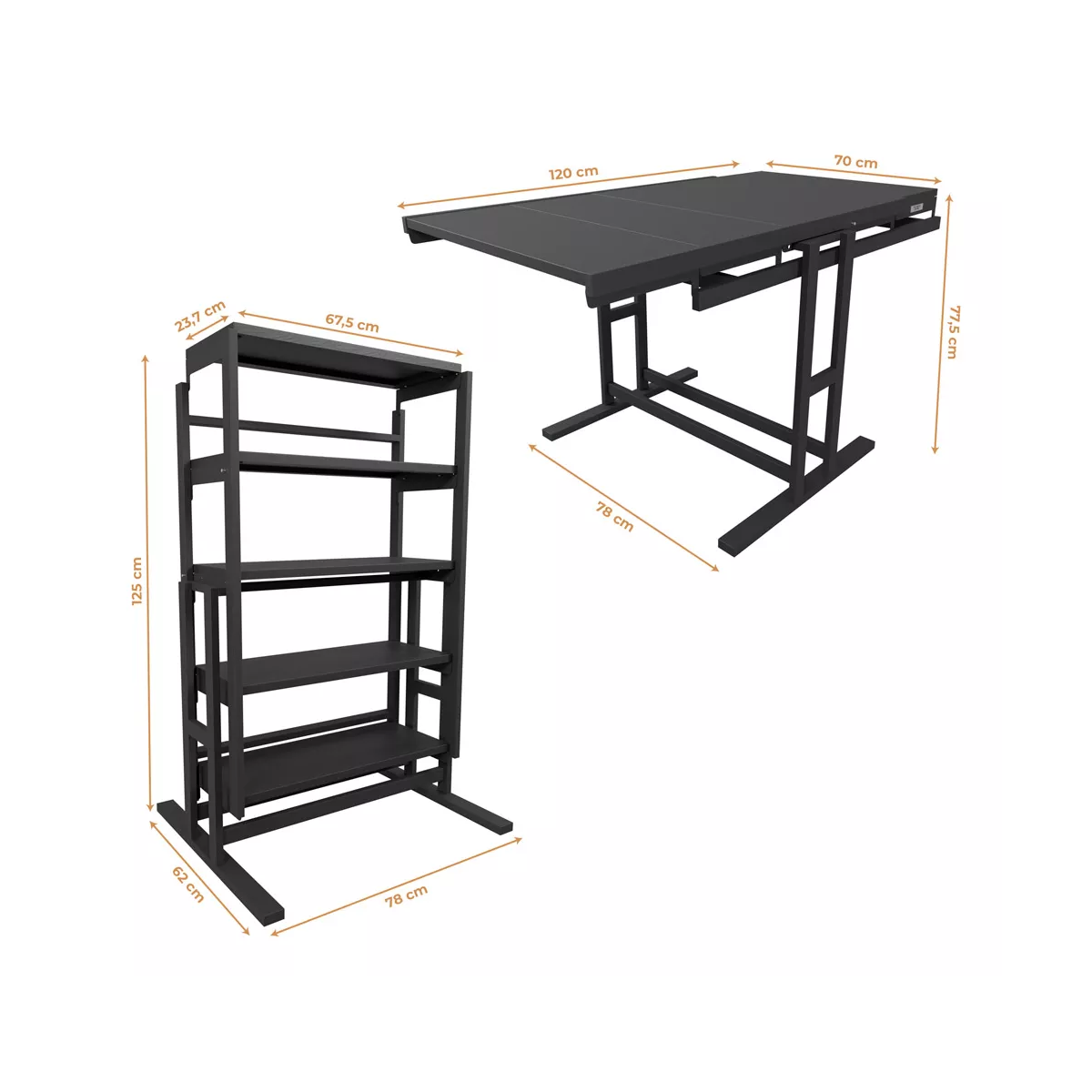 Mesa-estante 2 En 1 Mesa Modular Convertible En Estantería Nogal (Café Obscuro)