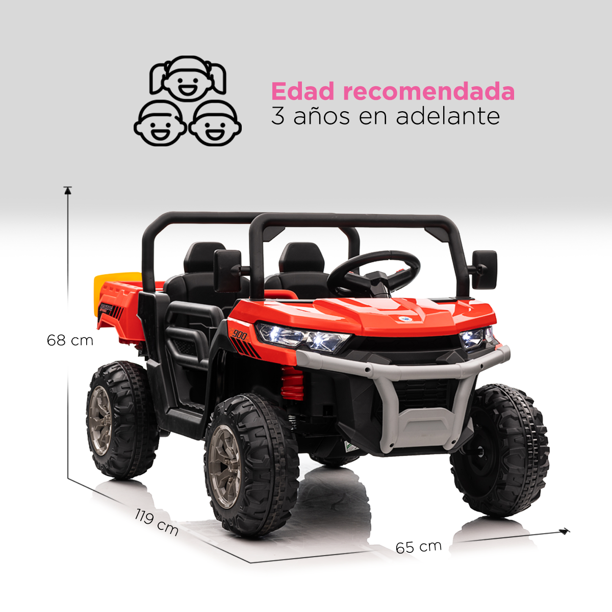 Carrito Montable Eléctrico Safari Rojo