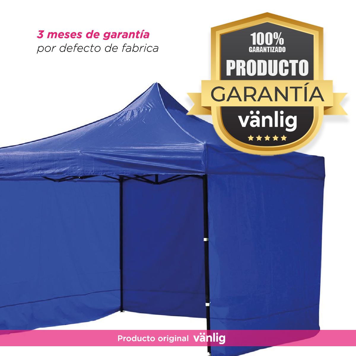 Toldo plegable 3x3 con paredes azul