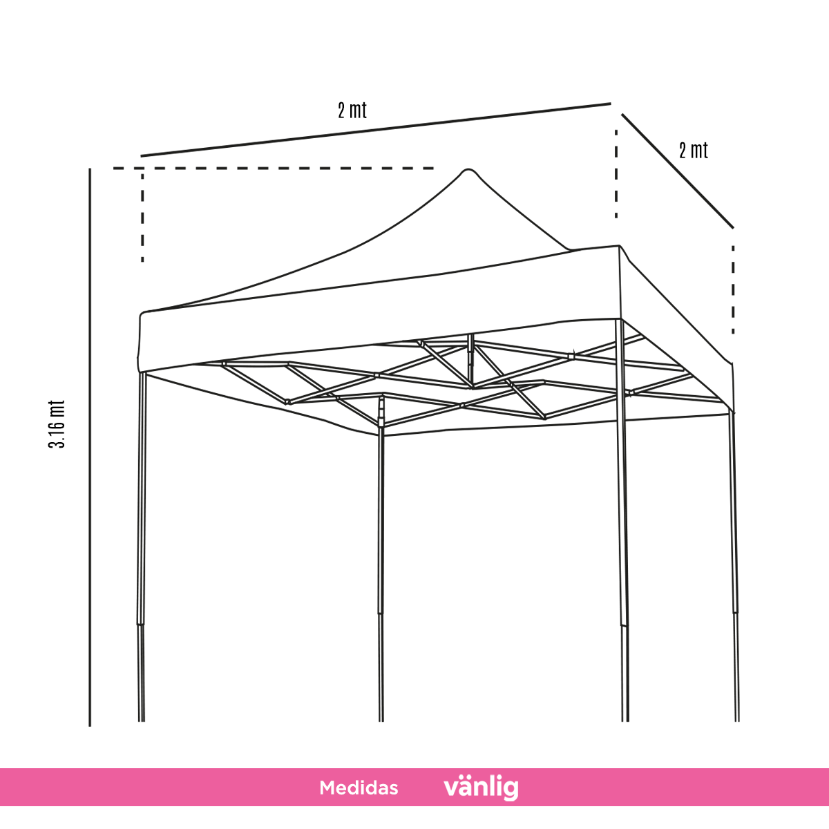 Toldo plegable 2x2 mts Blanco