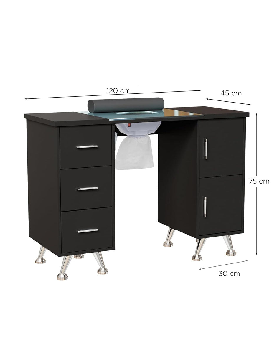 Mesa De Manicura, Estación De Mesa De Uñas Con Colector De Polvo Eléctrico Negra