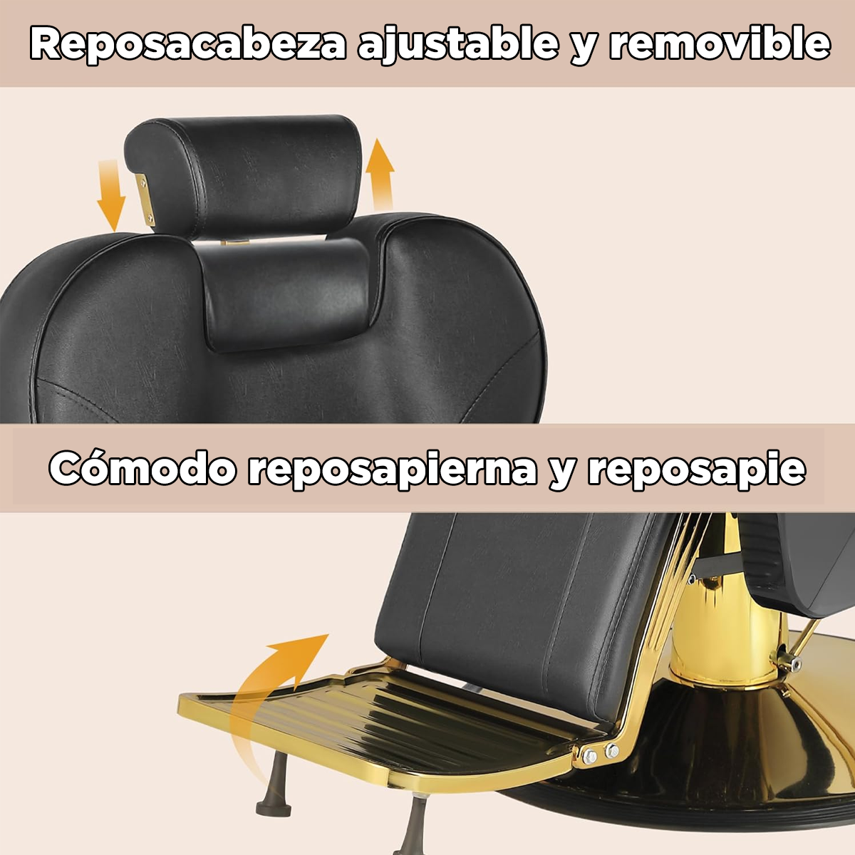 Sillón barbería Roma Dorado