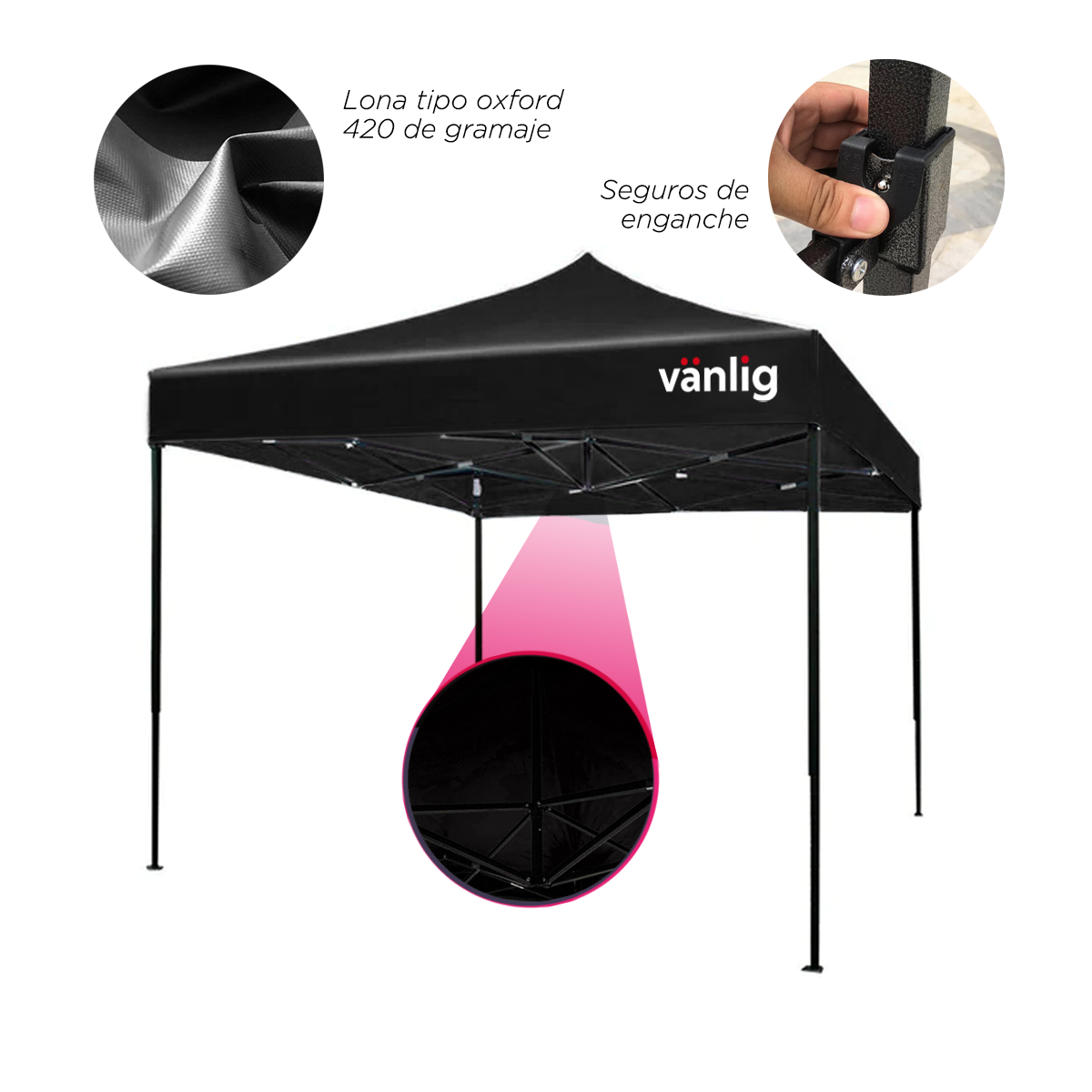 Toldo Plegable 3x3 Mts negro