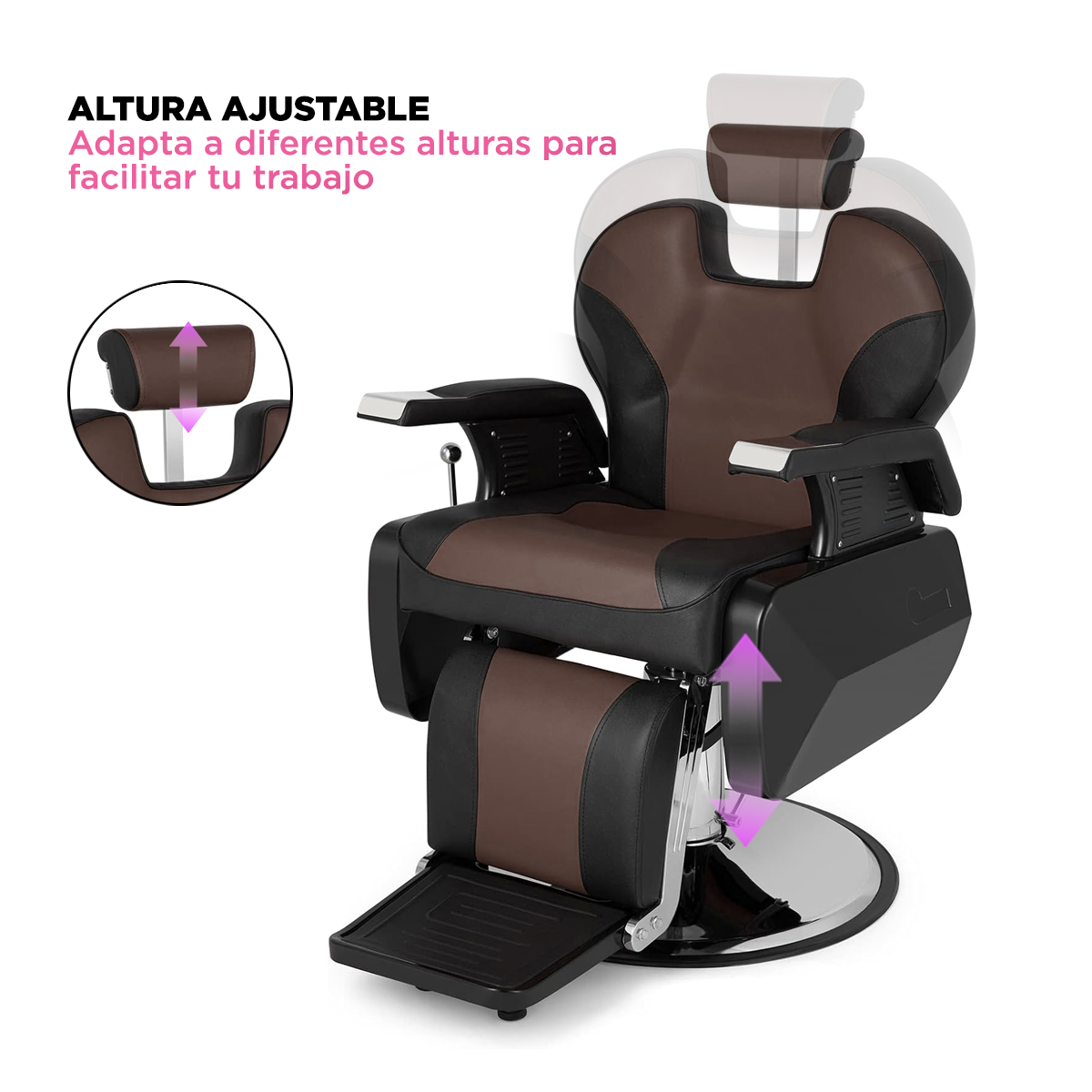 Sillón Barbería Roma Bicolor Negro con Café