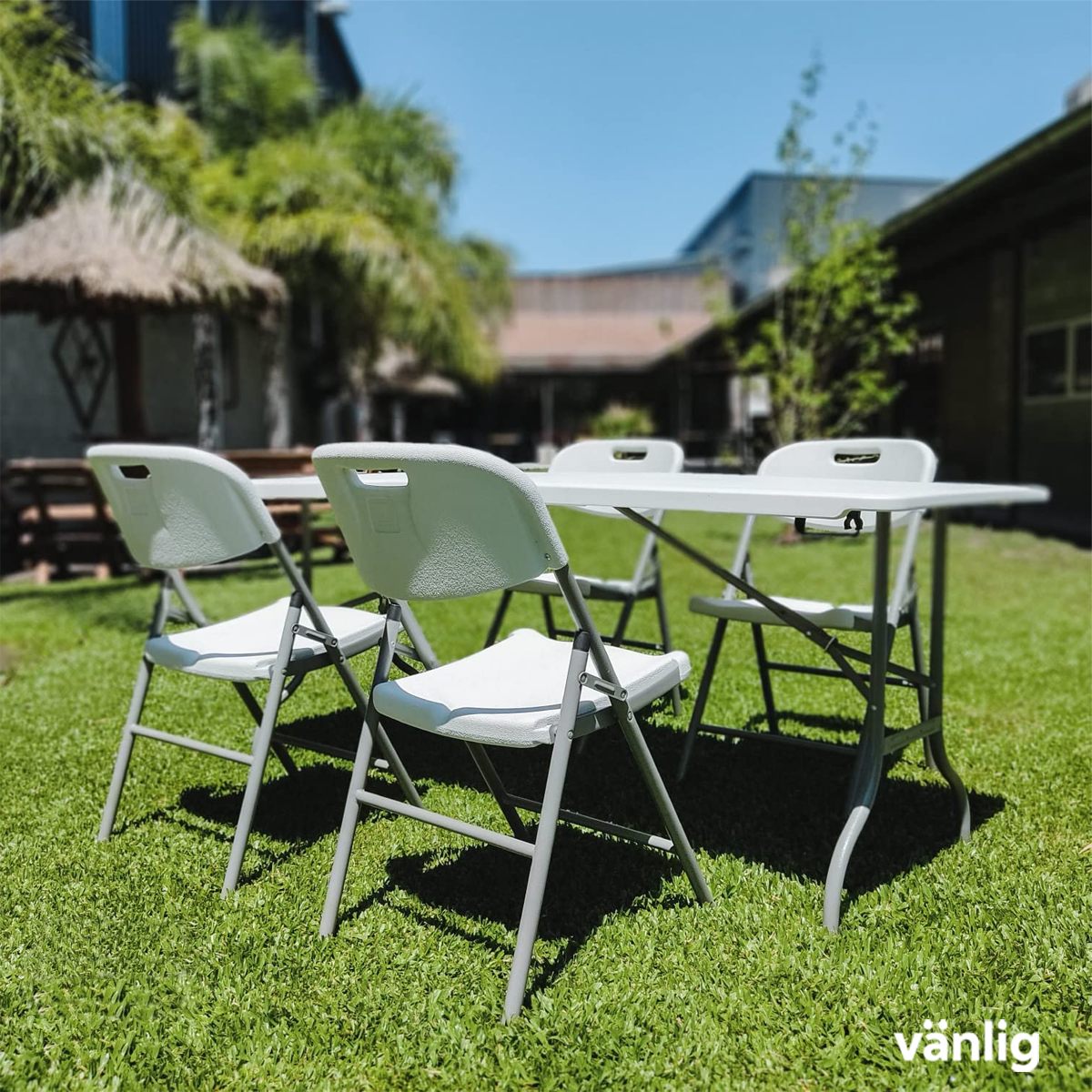 PACK 4 Sillas Plegable Fiesta Exterior Blanco