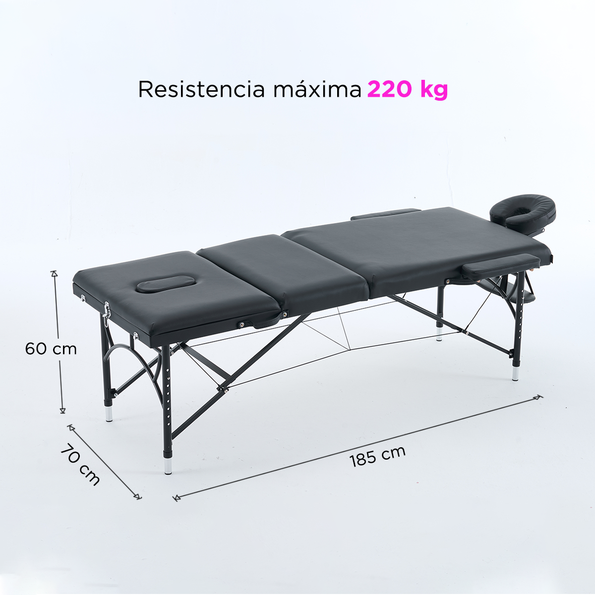 Cama de masaje aluminio Damasco negro