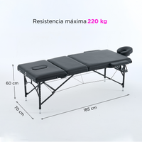 Cama de masaje aluminio Damasco negro