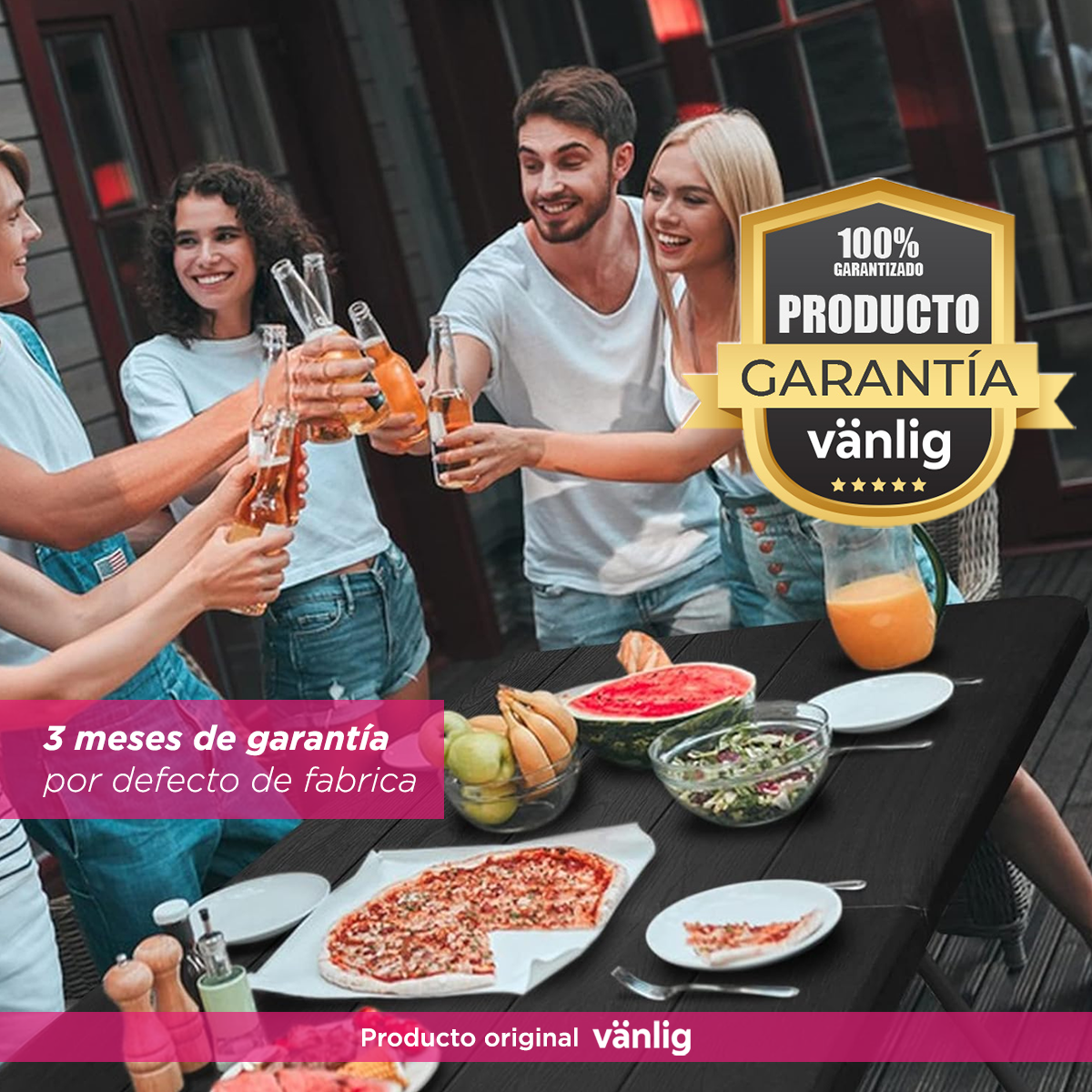 Mesa Plegable Fiesta 1.80 M Negro