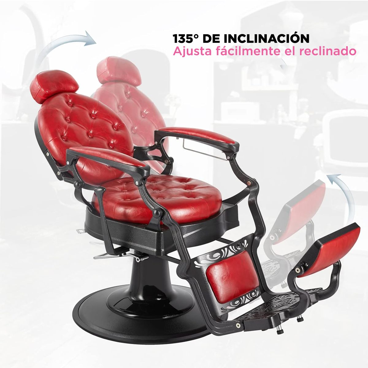 Sillón Barbería Bergamo rojo con negro