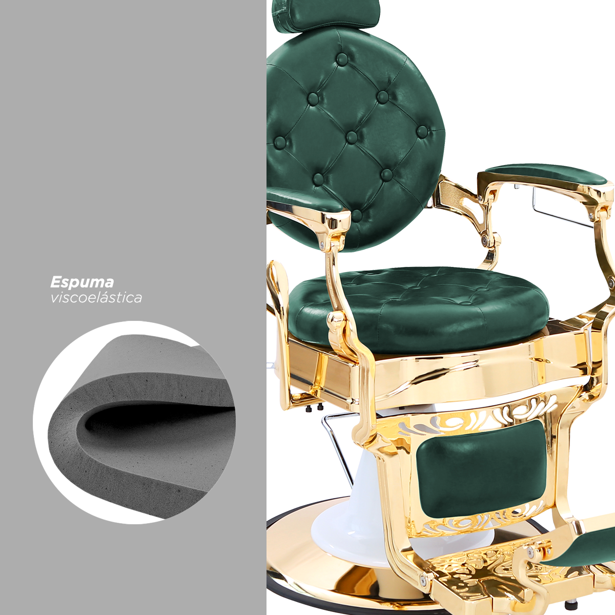 Sillón de Barbería Bérgamo Verde: Elegancia Clásica y Resistencia Absoluta