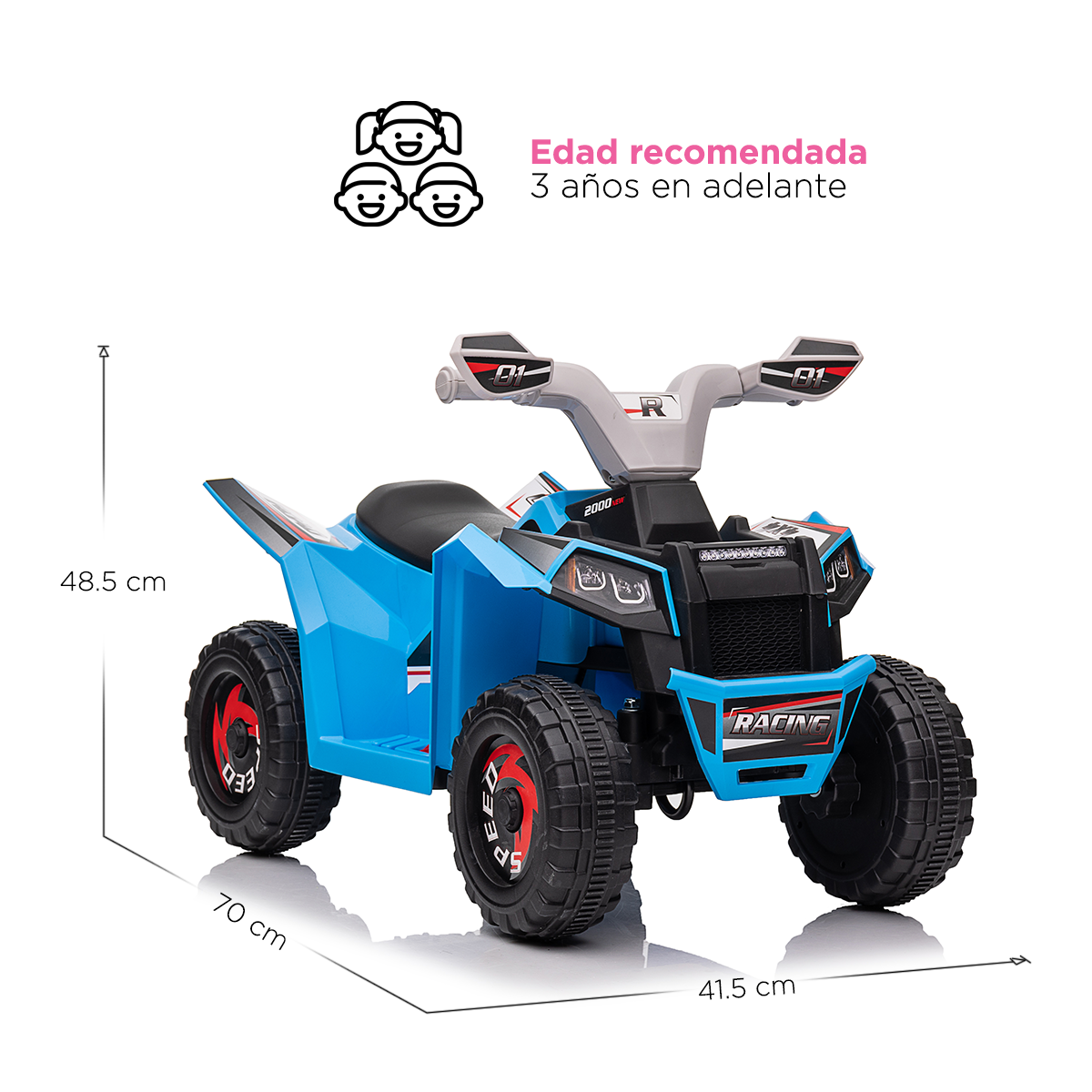Cuatrimoto Montable Eléctrico Rebel Azul