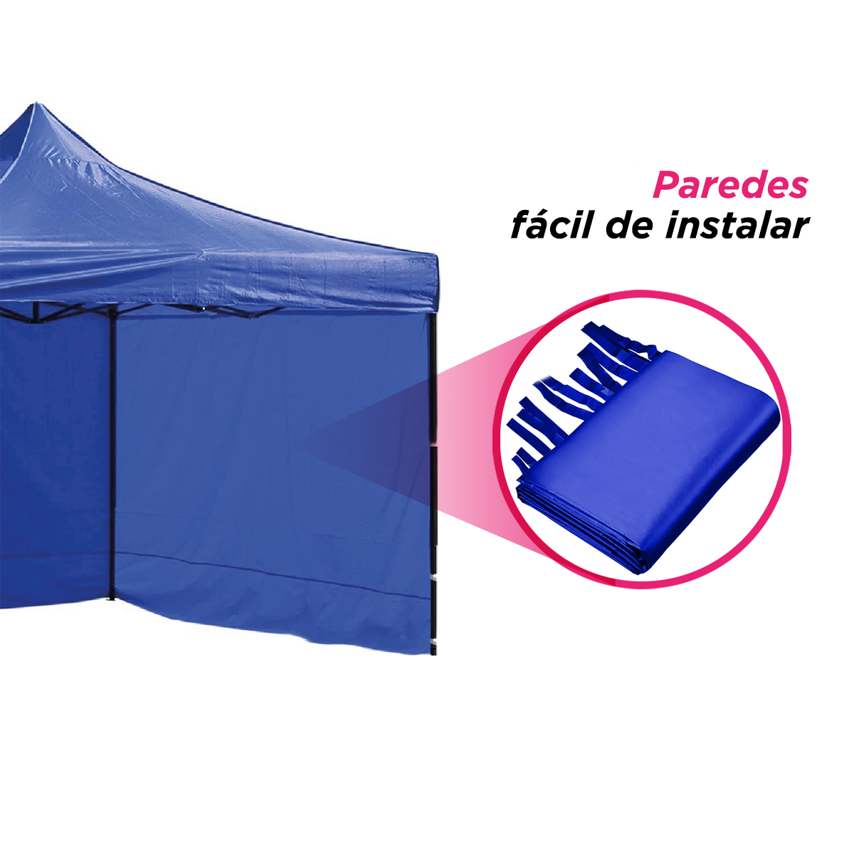 Toldo plegable 3x3 con paredes azul