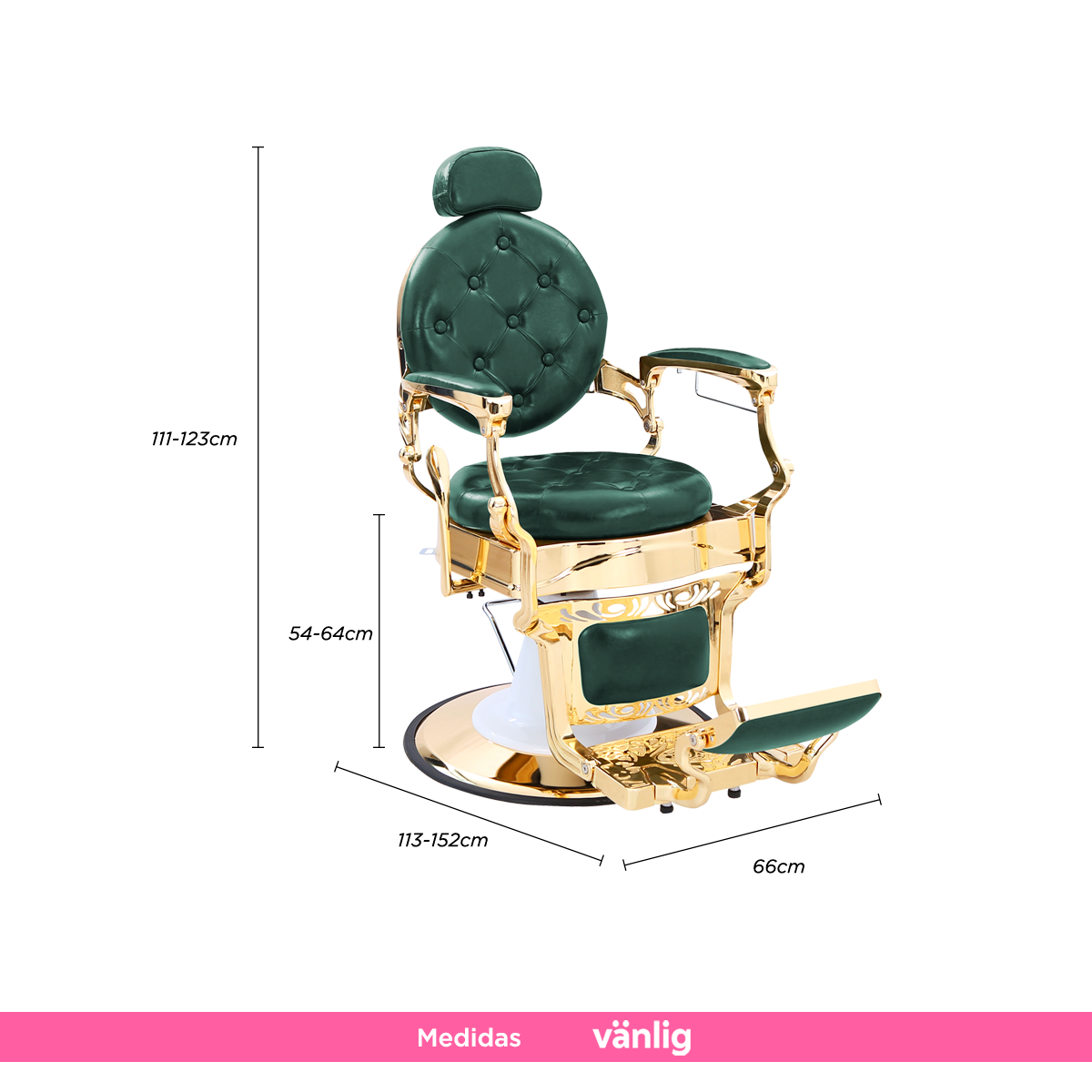 Sillón de Barbería Bérgamo Verde: Elegancia Clásica y Resistencia Absoluta