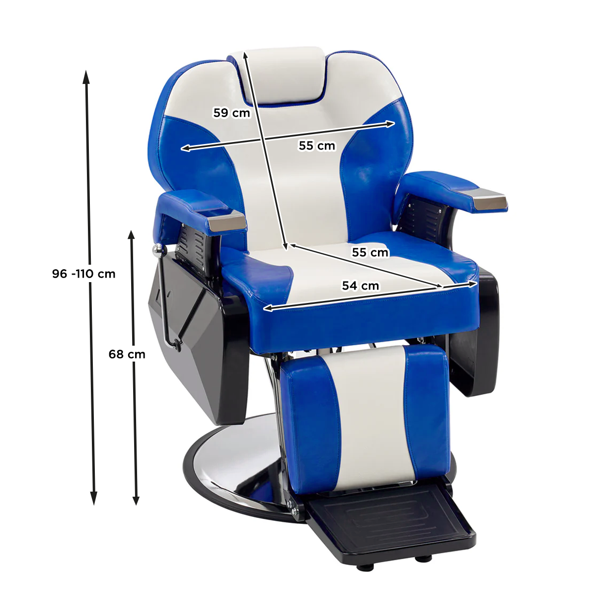 Sillón barbería Roma bicolor Azul y Blanco