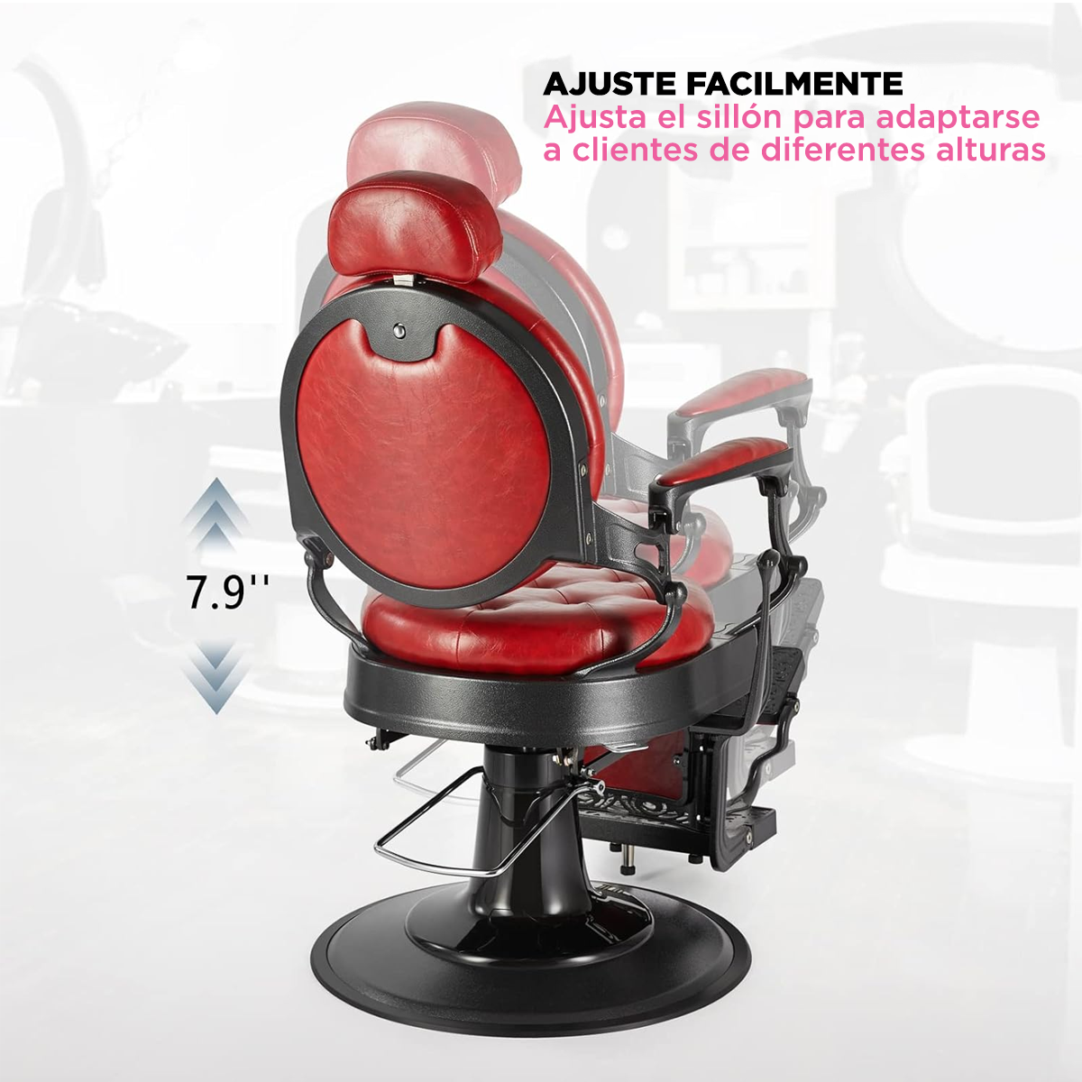 Sillón Barbería Bergamo rojo con negro