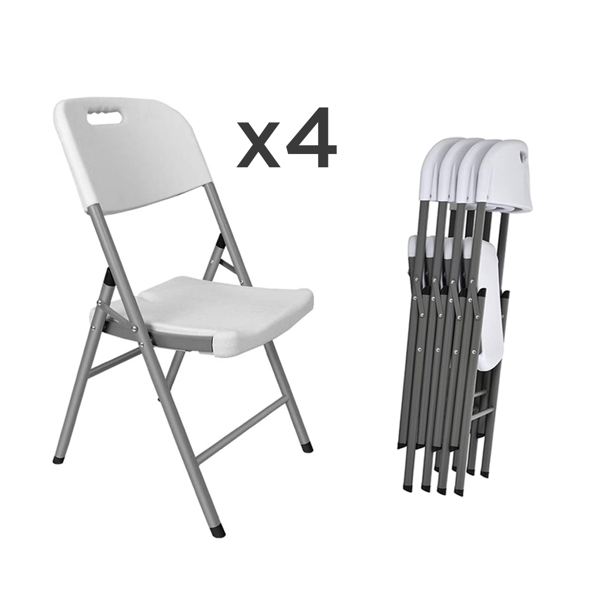 PACK 4 Sillas Plegable Fiesta Exterior Blanco