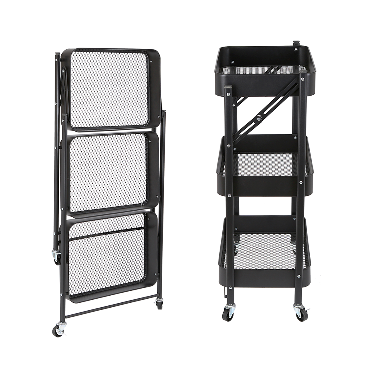 Carrito Auxiliar de 3 Niveles Negro