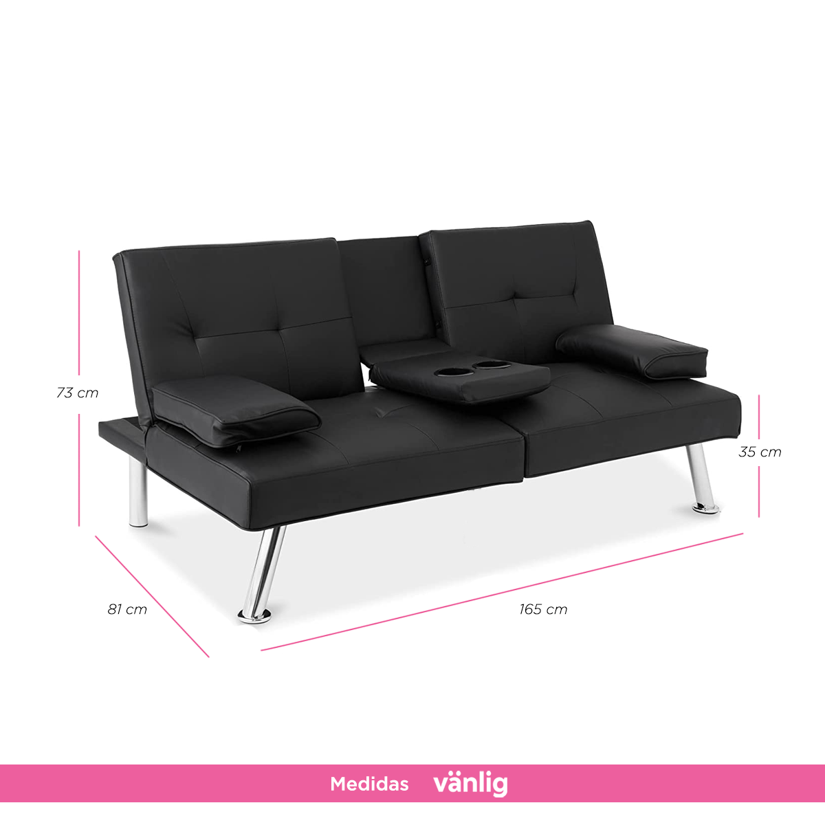 Sofá cama Reclinable Minimalista Jena Negro