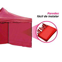 Toldo plegable 3x3 m con paredes roja