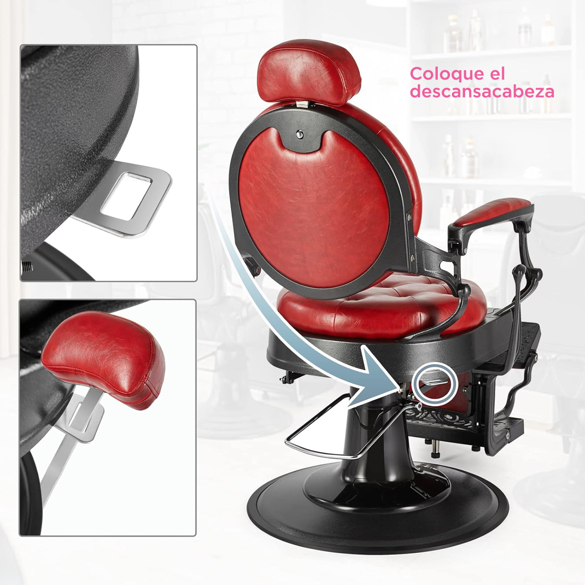 Sillón Barbería Bergamo rojo con negro
