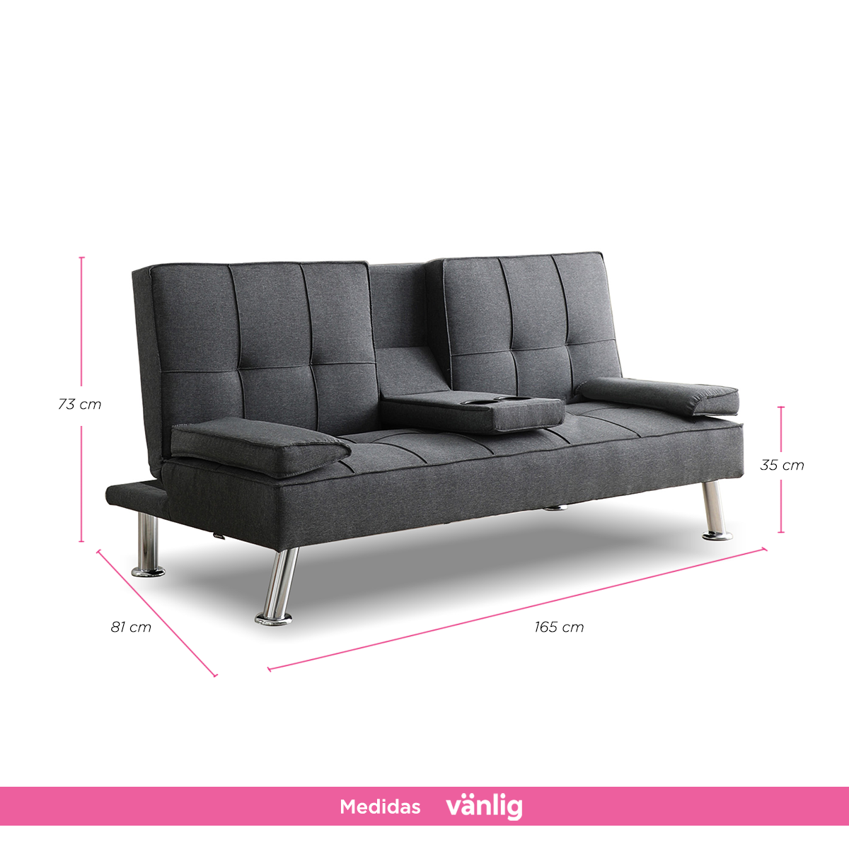 Sofá cama reclinable minimalista Jena gris