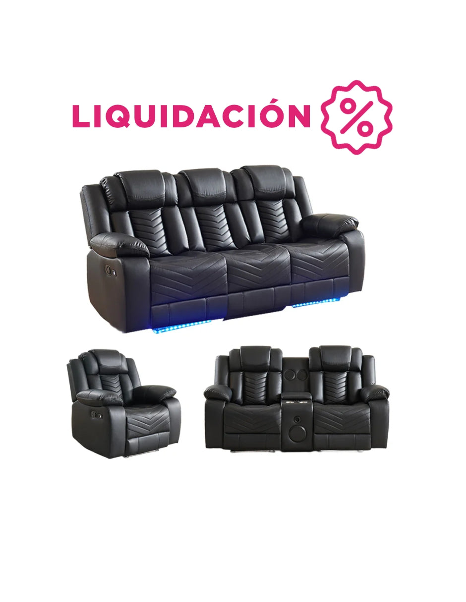 Sala De Lujo Moderna Cine Reclinable Led c/consola Bluetooth Lindau