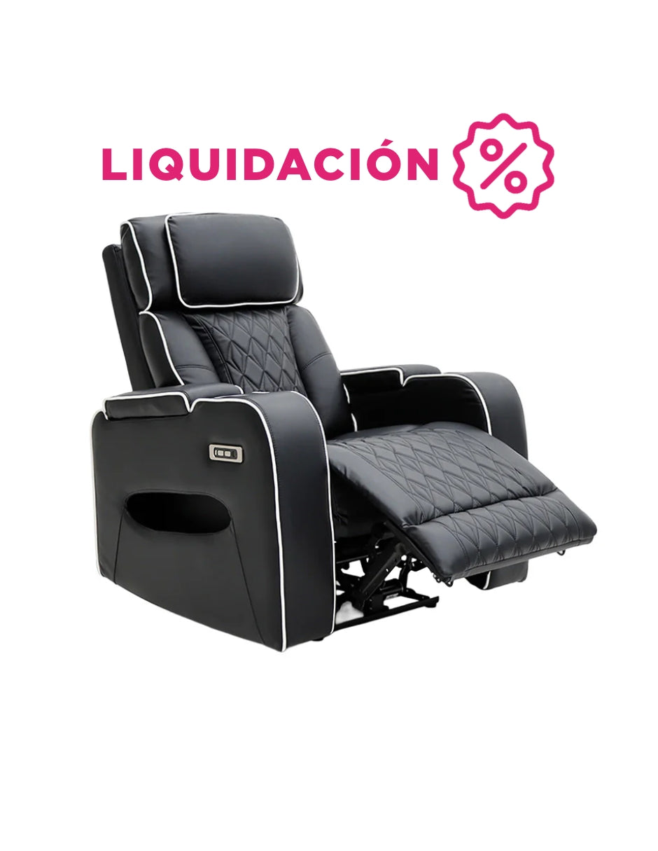 Sillón Reposet Negro Eléctrico Siegen con USB y Portavasos