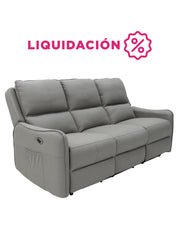Sofá Reclinable Eléctrico de 3 Plazas Niza Vanlig - Sillón Reposet de Piel Regenerada