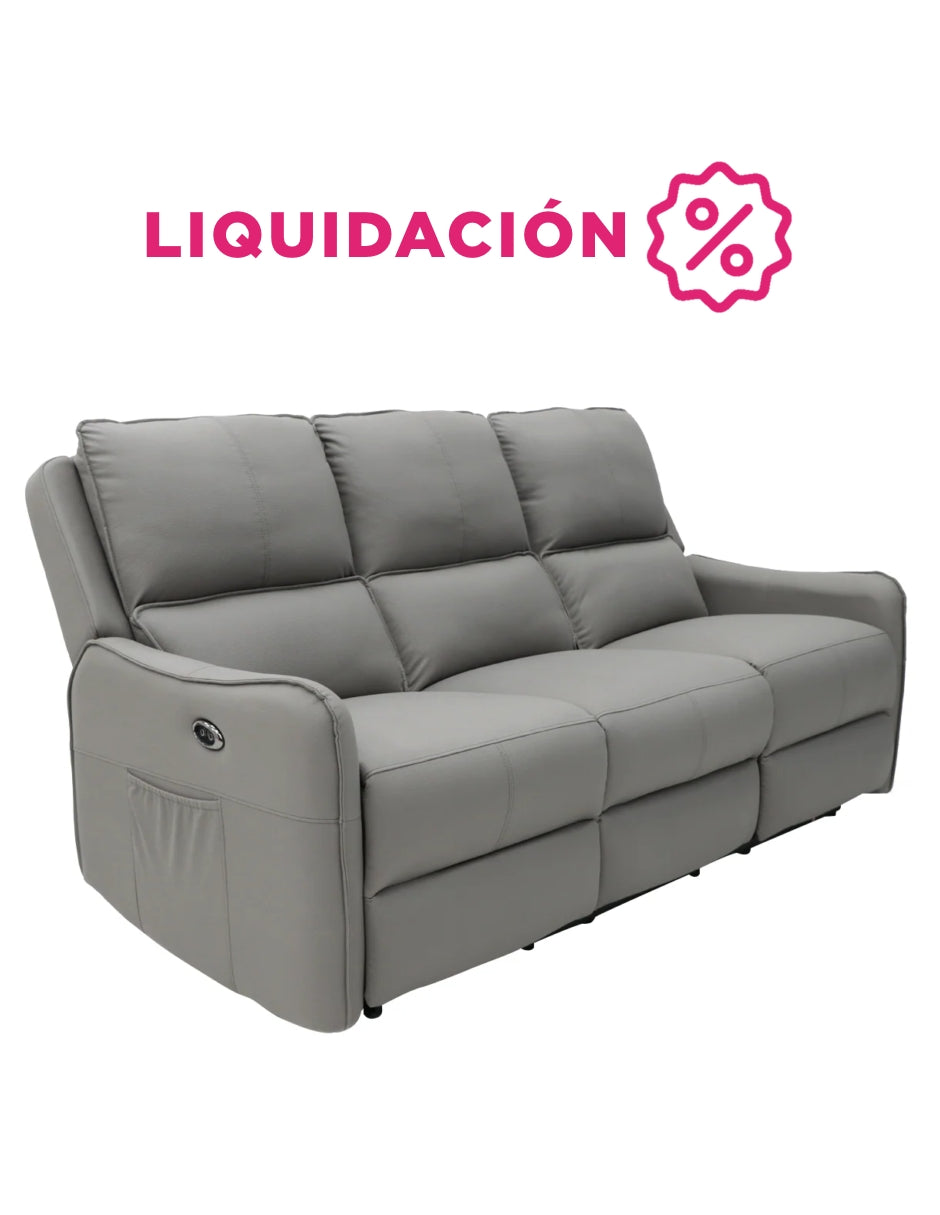 Sofá Reclinable Eléctrico de 3 Plazas Niza Vanlig - Sillón Reposet de Piel Regenerada