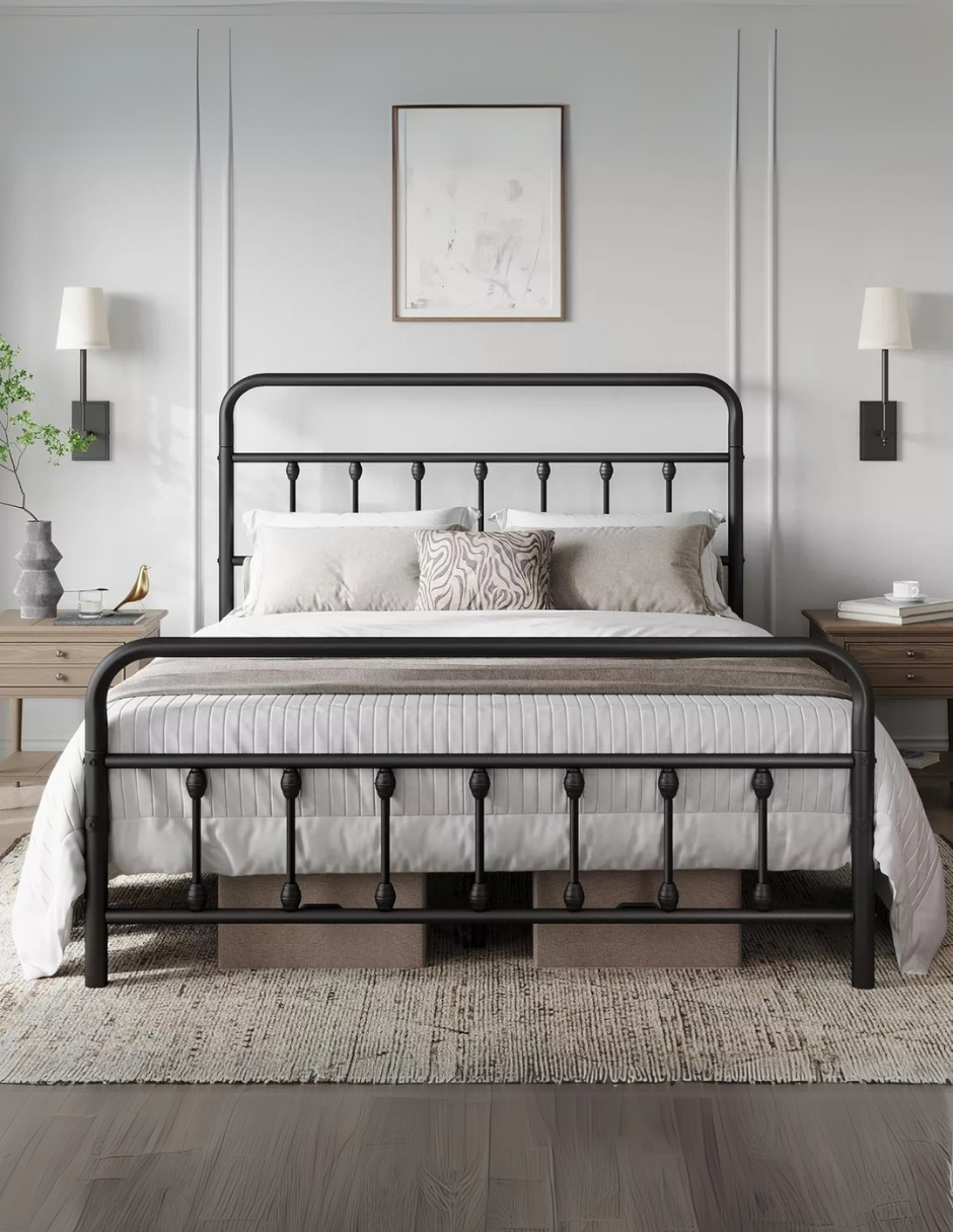 Base De Cama Acero Reforzada Queen Size Diseño Elegante
