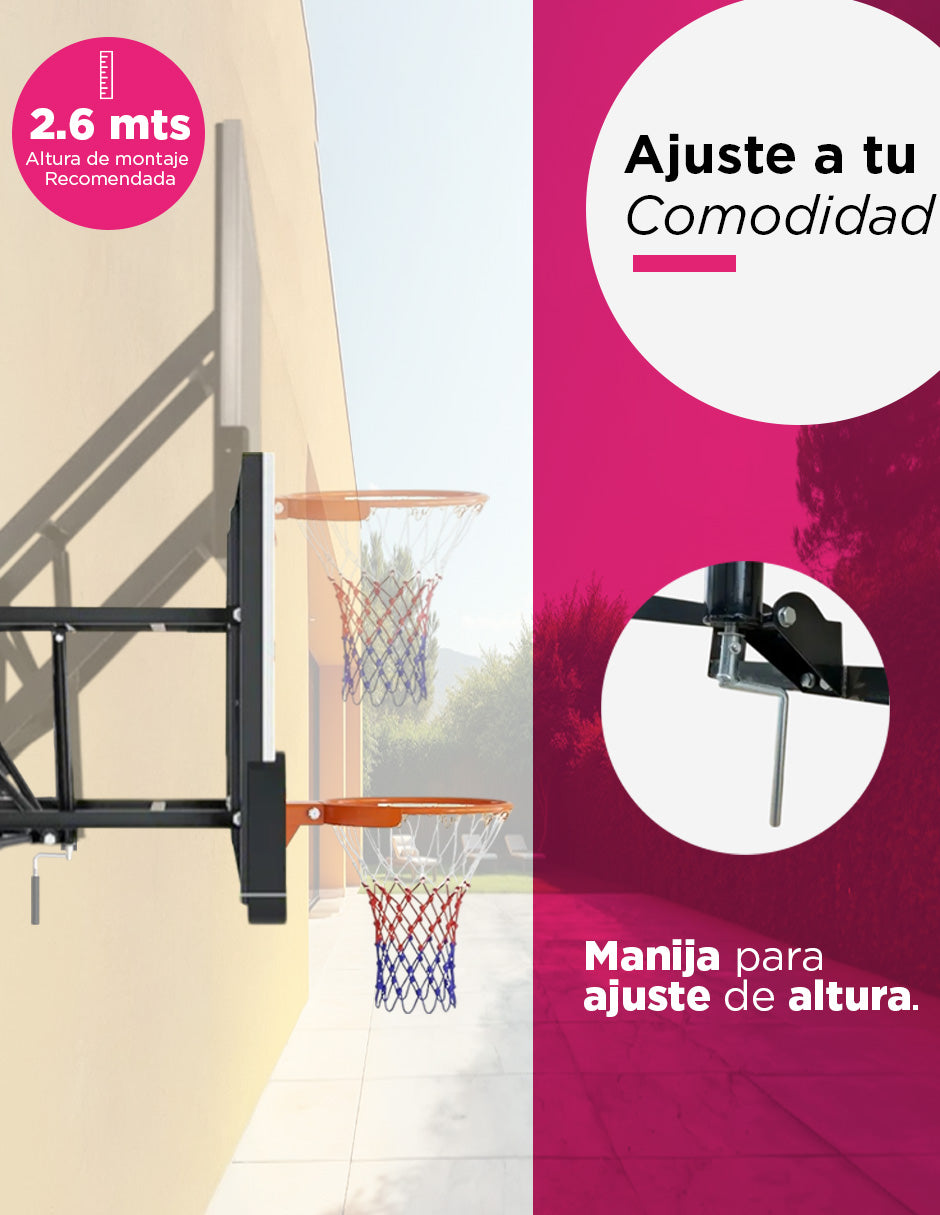 Aro de Baloncesto con Tablero de 54" para Montaje en Pared